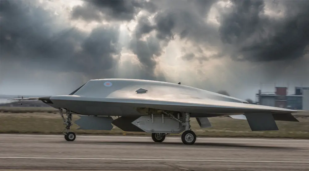 The Taranis unmanned combat aerial vehicle on a runway .