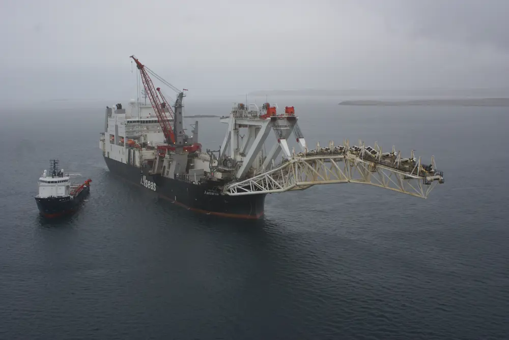 A large ship in the water.