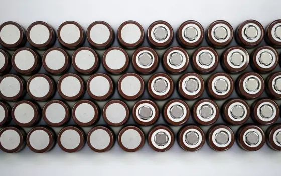 An array of AA batteries.