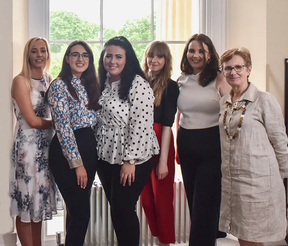 Dervilla Mitchell (right) standing next to five other Arup's women in engineering winners in 2019.