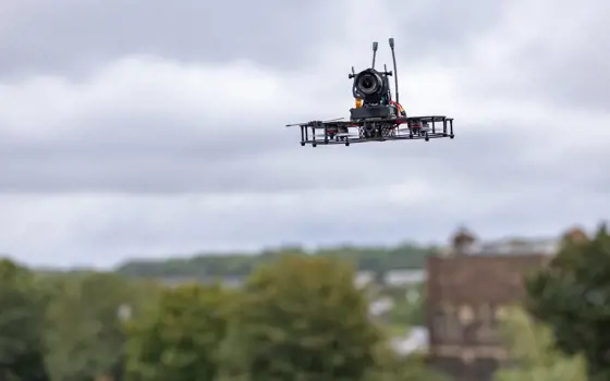 A drone flying in the sky.