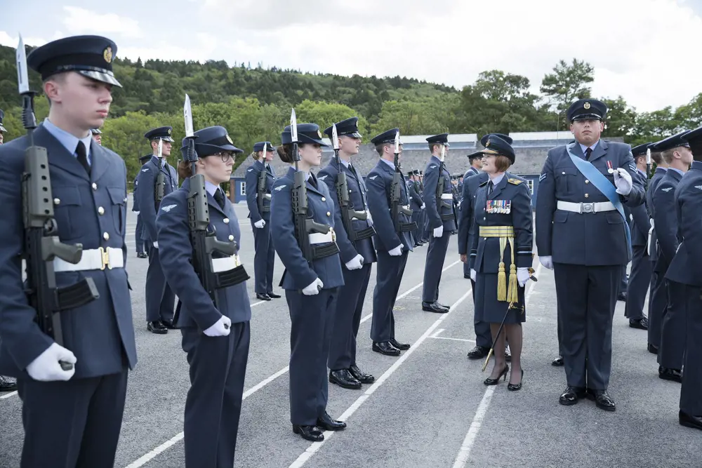 Air Marshal Susan Gray attending the graduation of RAF Phase 1 training in Halton.