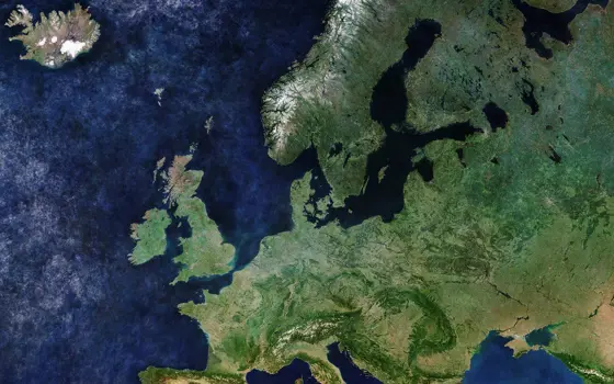 An earth observation image of Europe.